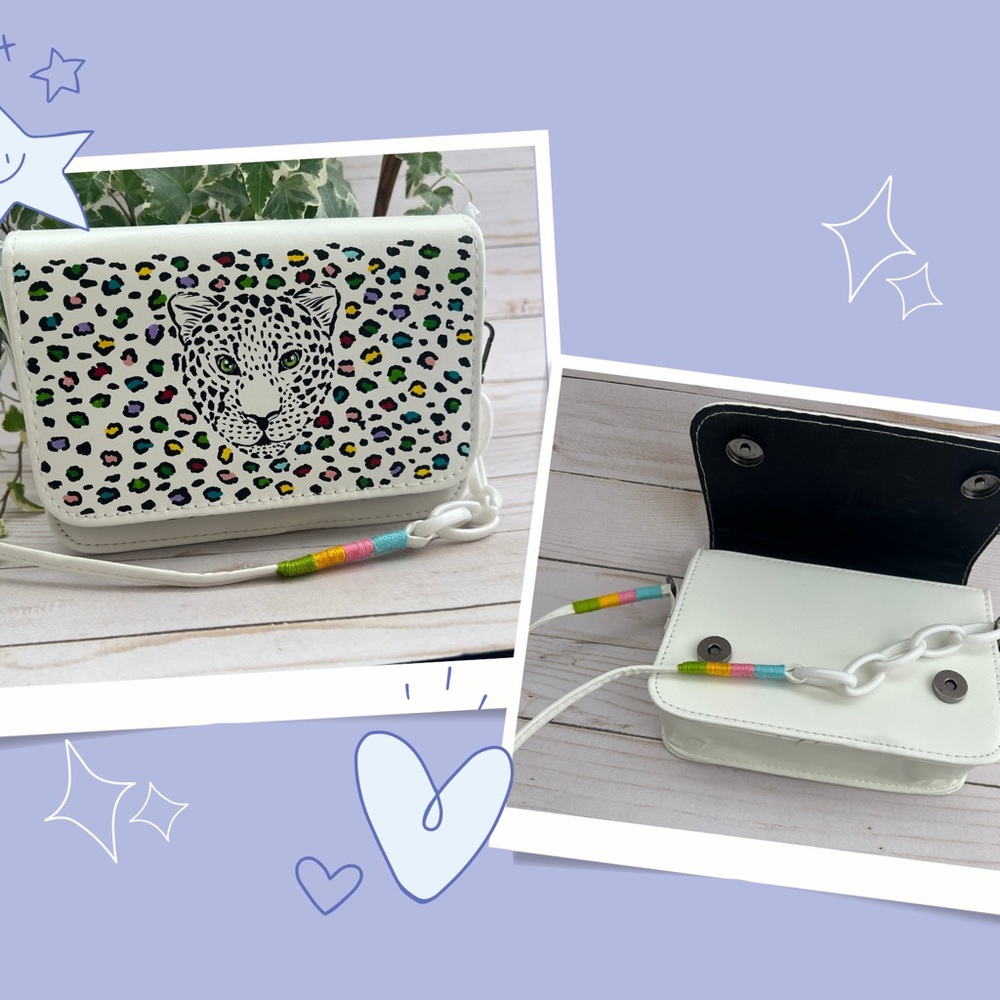 Retro Hand-Painted Leopard Bag - Artsy Shoulder Bag - Colorful Hand Painted Bag
